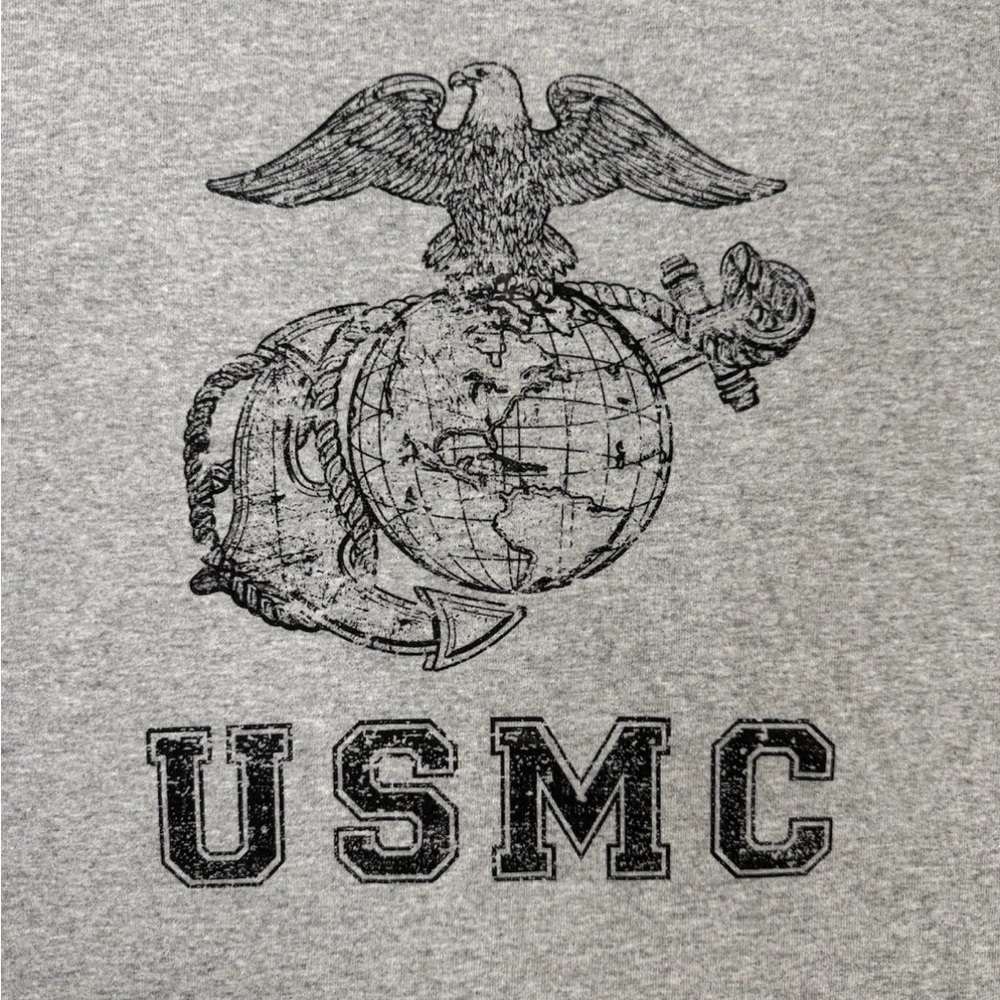 Official Licensed Marines Gray T-Shirt Rothco Vintage USMC Eagle Globe & Anchor - Picture 3 of 7